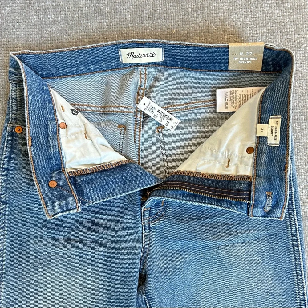 NWT Madewell 10" High-Rise Skinny Jeans Ainsworth Wash Raw Hem Size 27, NC315 - Picture 6 of 11